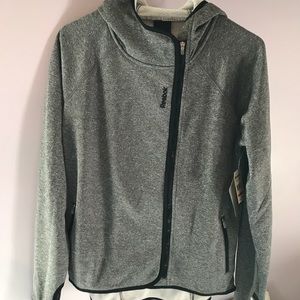Reebok grey zip up jacket with hood
